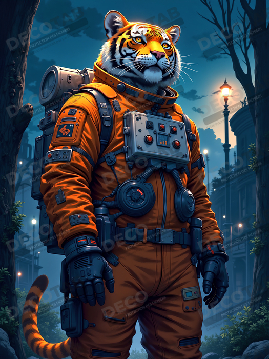 Tableau tigre astronaute - Décoration murale animale originale