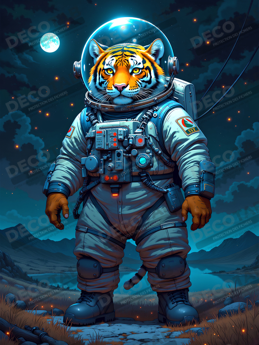 Tableau tigre astronaute - Décoration murale animale originale