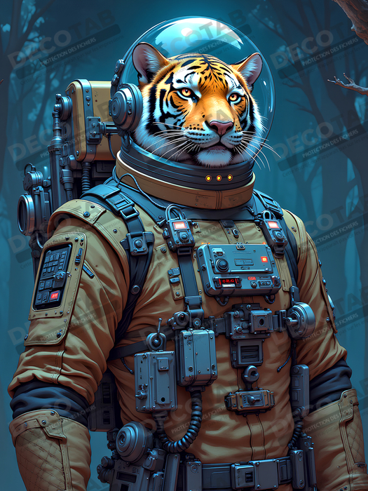 Tableau tigre astronaute - Décoration murale animale originale