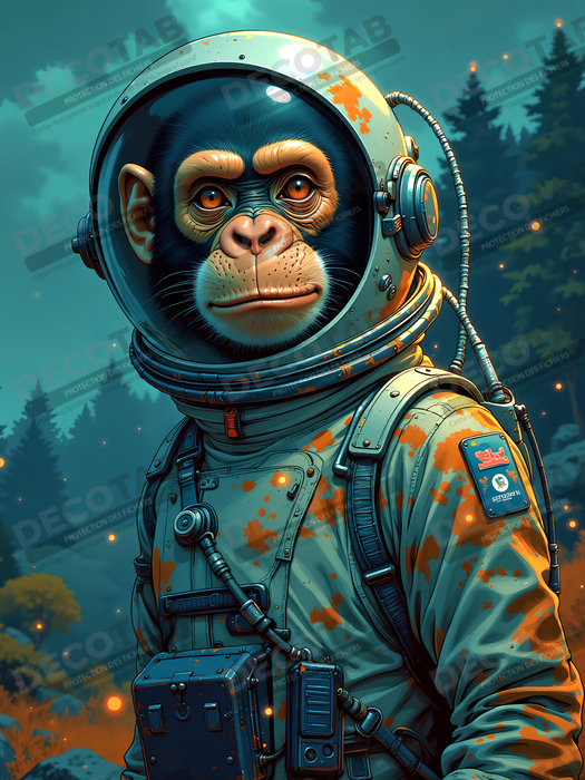 Tableau singe astronaute - Décoration murale originale et graphique