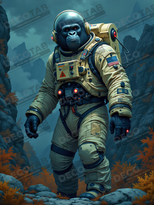 Tableau gorille astronaute - Décoration murale animale originale