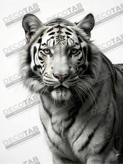 Tableau tigre blanc sur fond clair - Photo d'art décorative