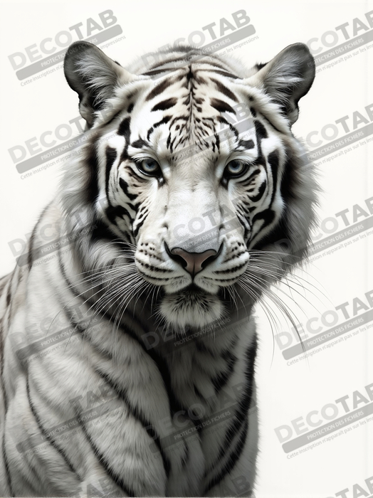 Tableau tigre blanc sur fond clair - Photo d'art décorative