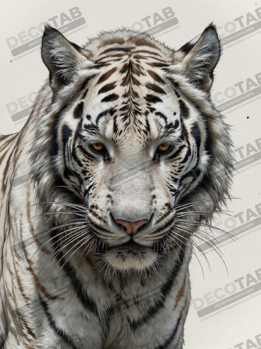 Tableau tigre blanc sur fond clair - Photo d'art décorative