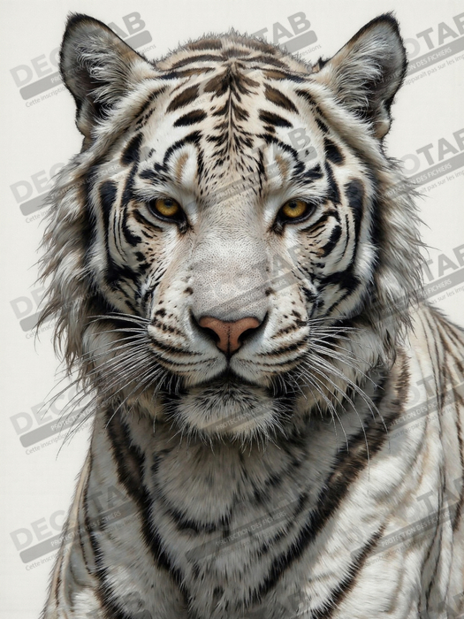 Tableau tigre blanc sur fond clair - Photo d'art décorative