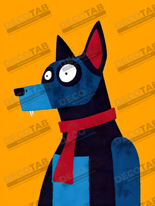 Tableau minimaliste et contemporain d'un chien