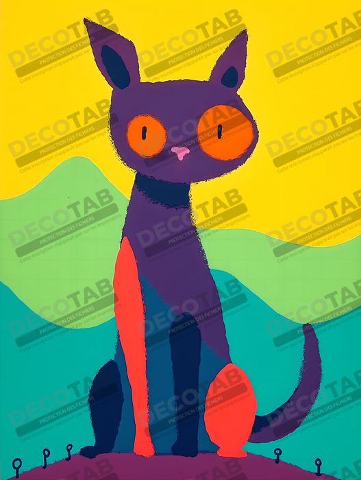 Tableau affiche minimaliste chat géométrique moderne 