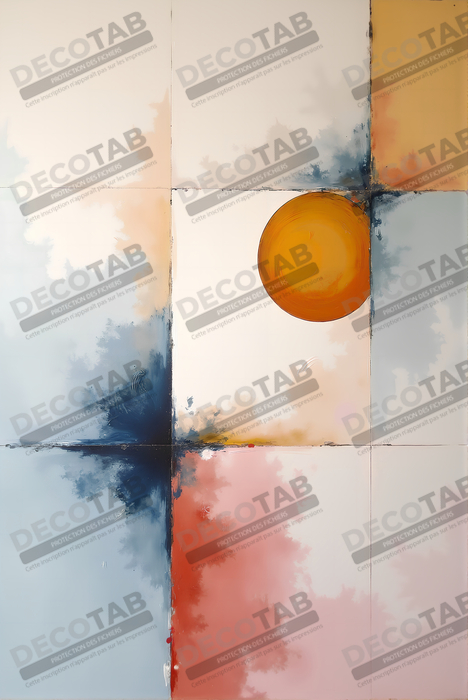 Tableau abstrait géométrique minimaliste aux teintes claires