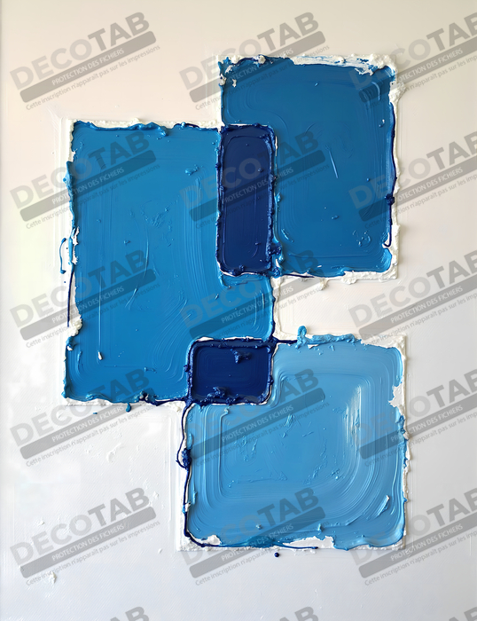 Tableau abstrait géométrique bleu en relief