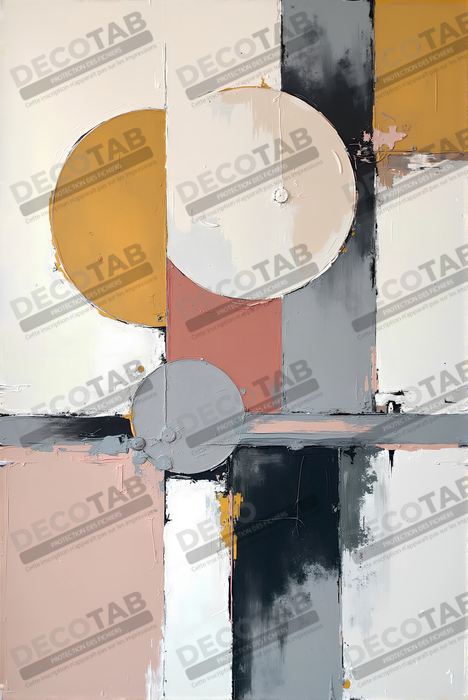 Tableau abstrait géométrique minimaliste aux teintes claires