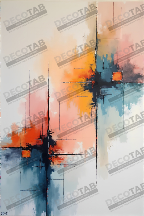 Tableau abstrait géométrique minimaliste aux teintes claires