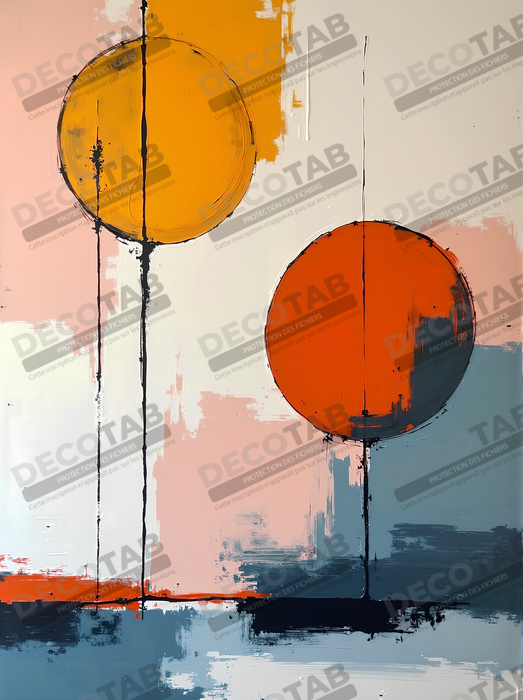 Tableau abstrait géométrique minimaliste aux teintes claires