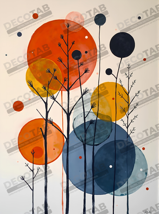 Tableau abstrait géométrique minimaliste aux teintes claires