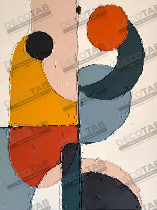 Tableau abstrait géométrique minimaliste aux teintes claires