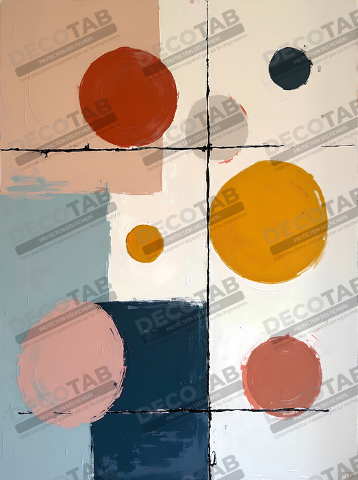 Tableau abstrait géométrique minimaliste aux teintes claires