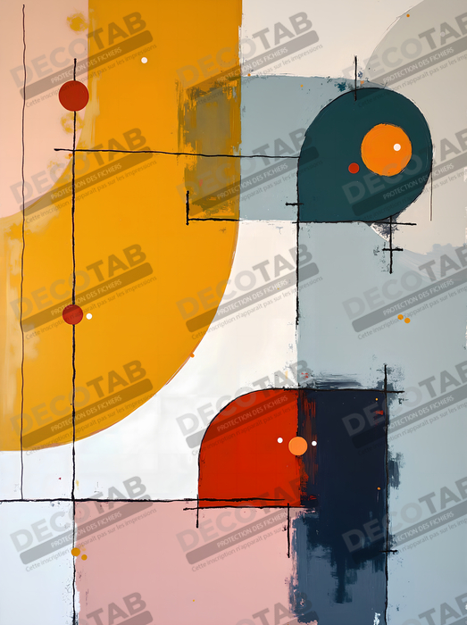 Tableau abstrait géométrique minimaliste aux teintes claires