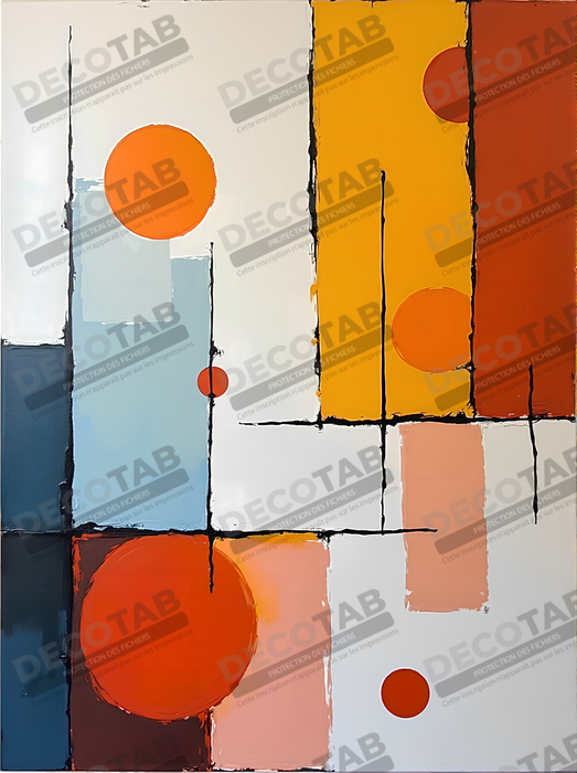 Tableau abstrait géométrique minimaliste aux teintes claires