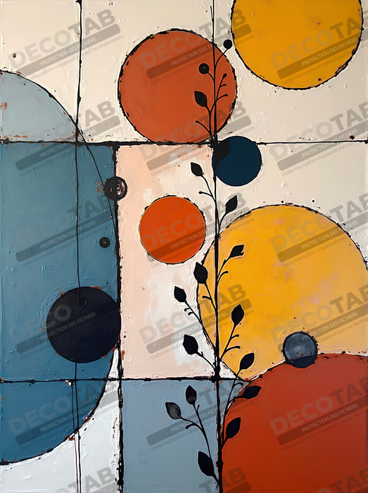 Tableau abstrait géométrique minimaliste aux teintes claires