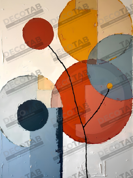 Tableau abstrait géométrique minimaliste aux teintes claires