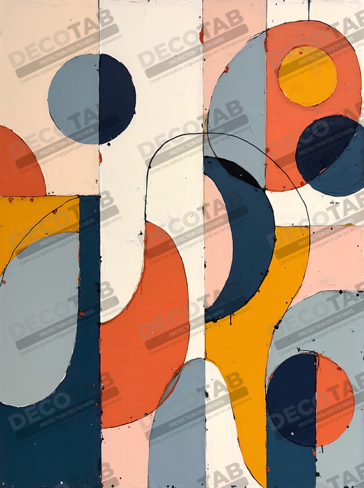 Tableau abstrait géométrique minimaliste aux teintes claires
