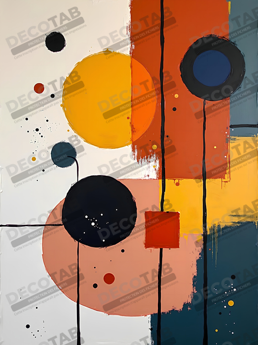 Tableau abstrait géométrique minimaliste aux teintes claires