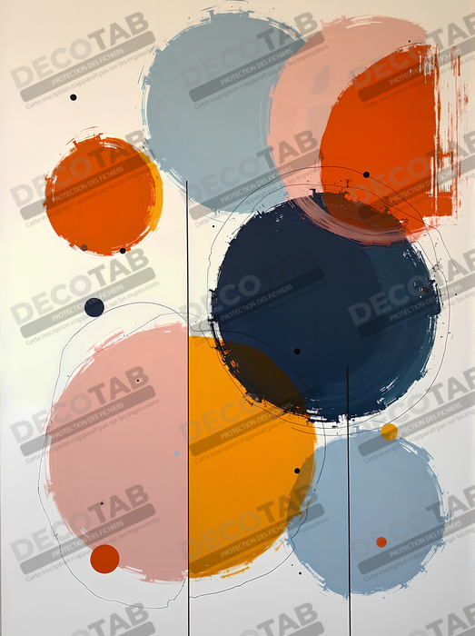Tableau abstrait géométrique minimaliste aux teintes claires