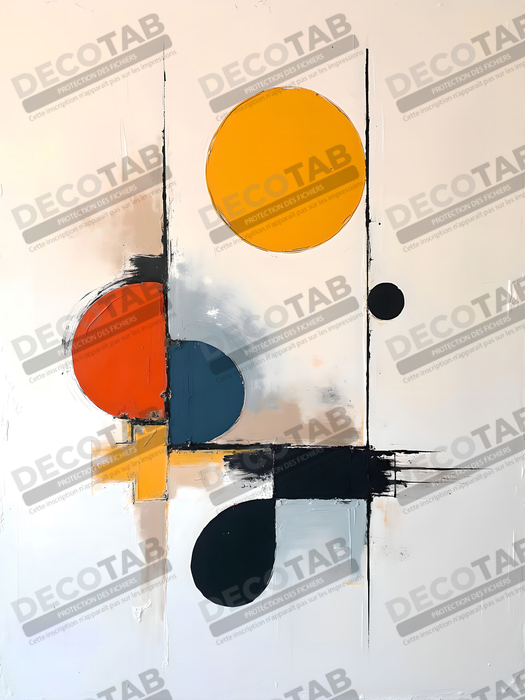 Tableau abstrait géométrique minimaliste aux teintes claires