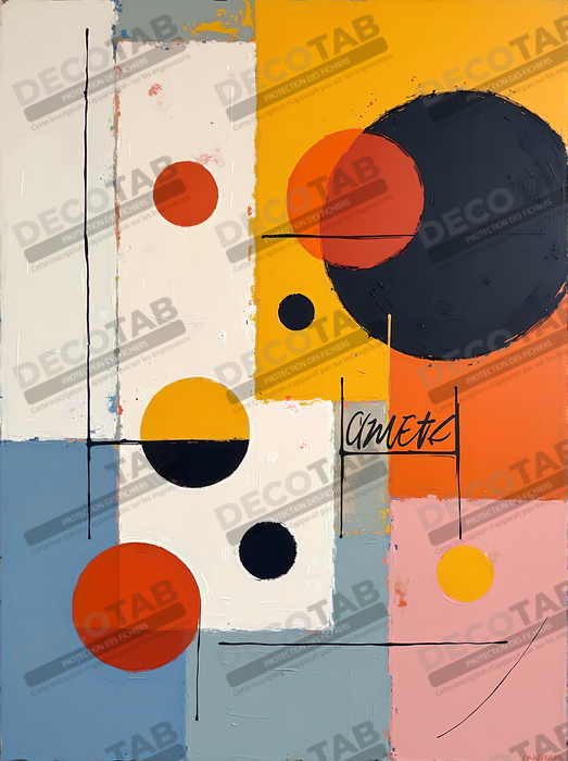 Tableau abstrait géométrique minimaliste aux teintes claires