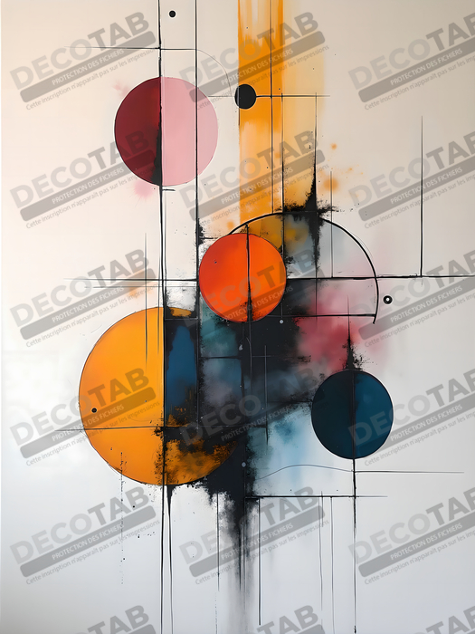 Tableau abstrait géométrique minimaliste aux teintes claires