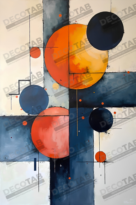 Tableau abstrait géométrique minimaliste aux teintes claires