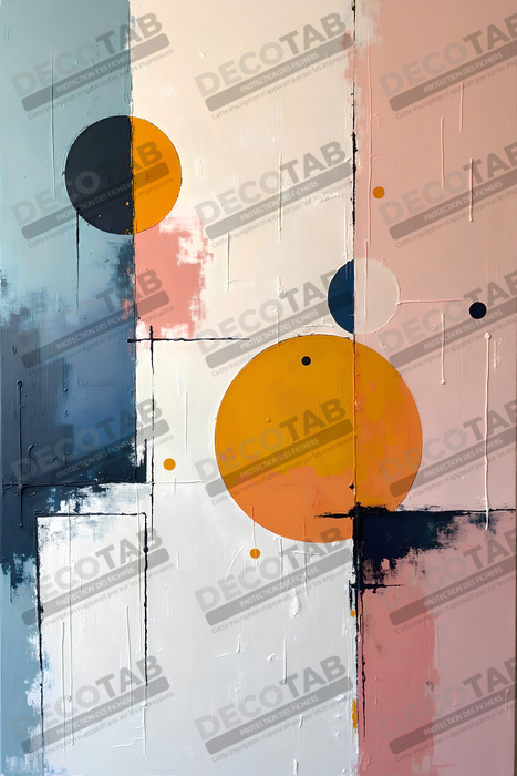 Tableau abstrait géométrique minimaliste aux teintes claires