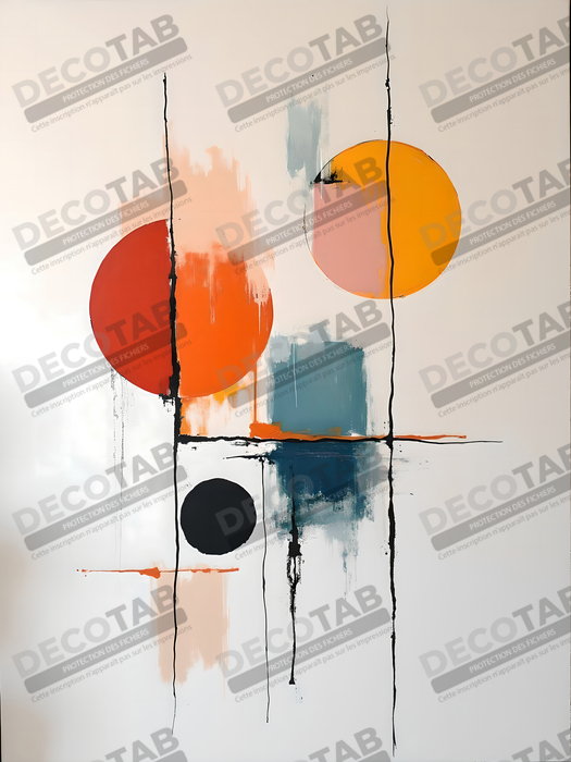 Tableau abstrait géométrique minimaliste aux teintes claires