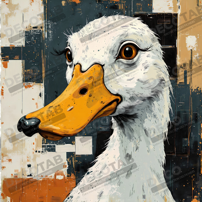 Tableau canard et oie moderne - Peinture animalière expressive