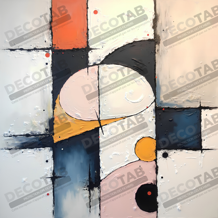 Tableau abstrait géométrique minimaliste aux teintes claires