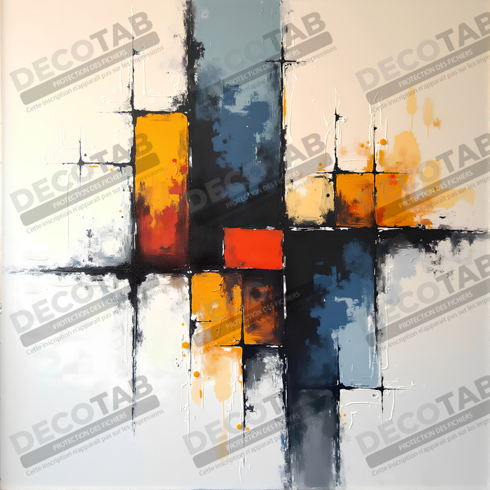 Tableau abstrait géométrique minimaliste aux teintes claires