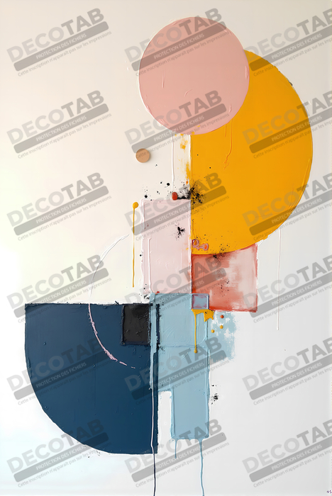 Tableau abstrait géométrique minimaliste aux teintes claires