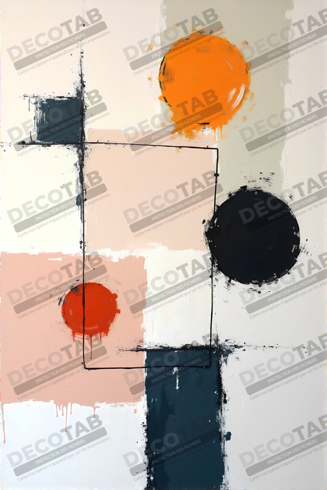 Tableau abstrait géométrique minimaliste aux teintes claires