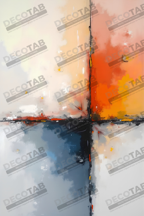Tableau abstrait géométrique minimaliste aux teintes claires