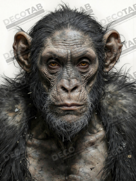 Tableau chimpanzé sur fond blanc - Photo d'art expressive