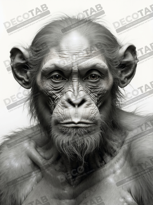 Tableau chimpanzé sur fond blanc - Photo d'art expressive