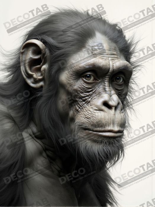 Tableau chimpanzé sur fond blanc - Photo d'art expressive