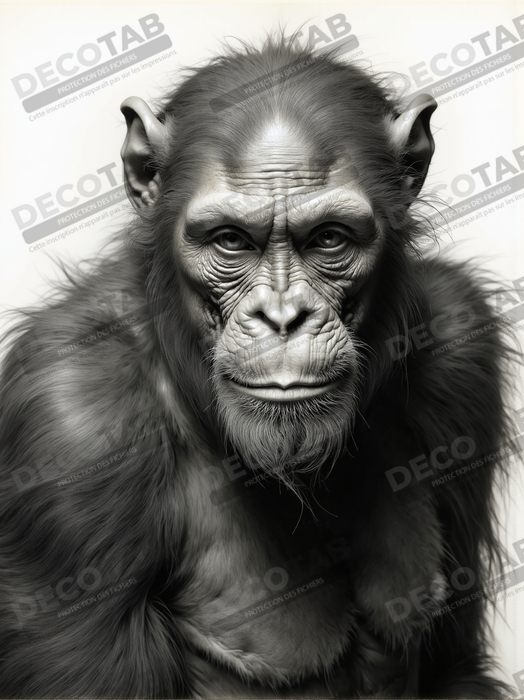 Tableau chimpanzé sur fond blanc - Photo d'art expressive