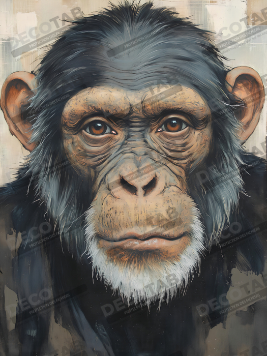 Tableau peinture de chimpanzé style texturé 