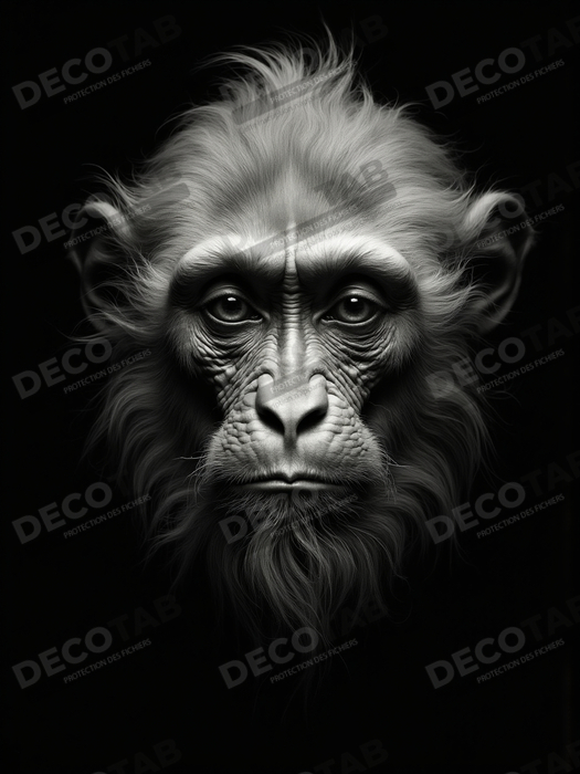 Tableau photo singe sur fond noir, qualité studio