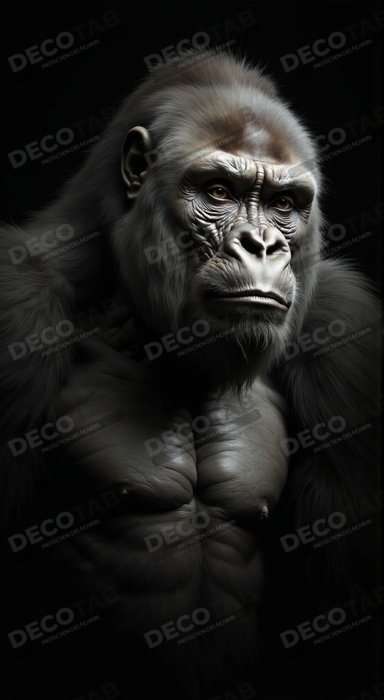 Tableau gorille sur fond noir - Portrait animalier studio