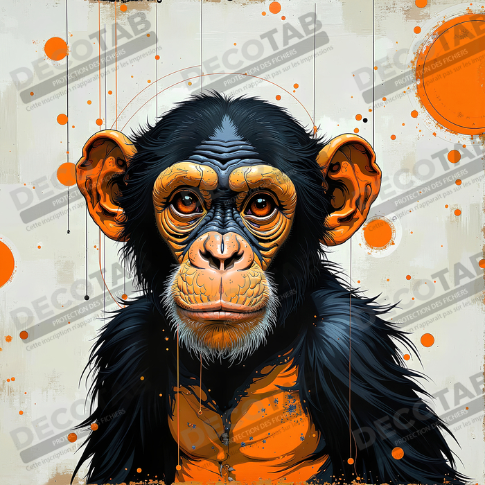 Tableau singe moderne - Peinture animalière expressive et graphique