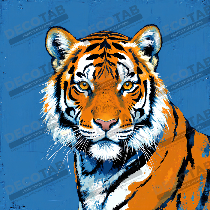 Tableau tigre moderne - Peinture animalière expressive et graphique