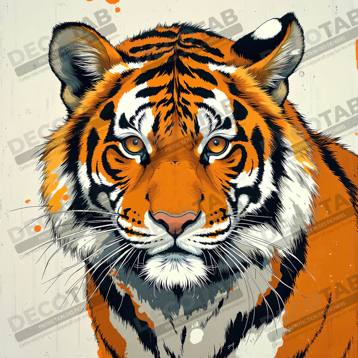 Tableau tigre moderne - Peinture animalière expressive et graphique