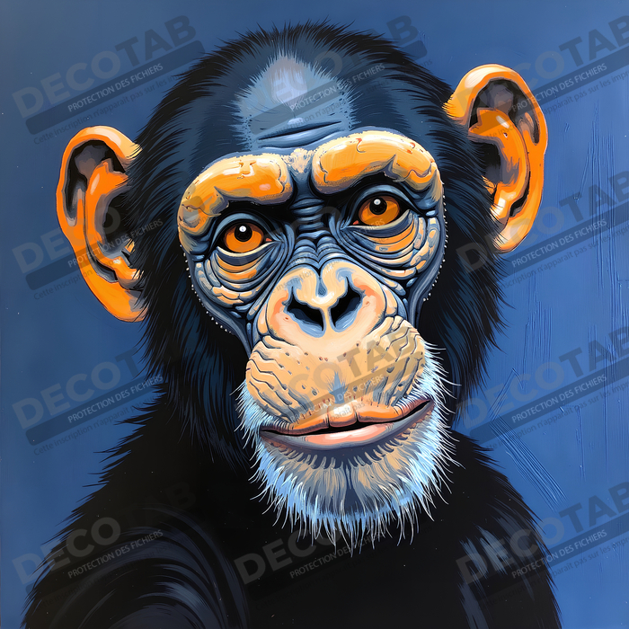 Tableau singe moderne - Peinture animalière expressive et graphique