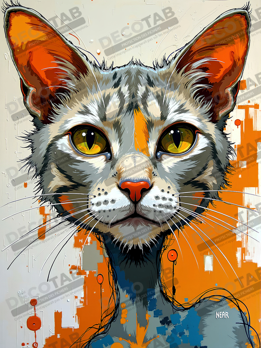 Tableau chat | Peinture expressive moderne chat